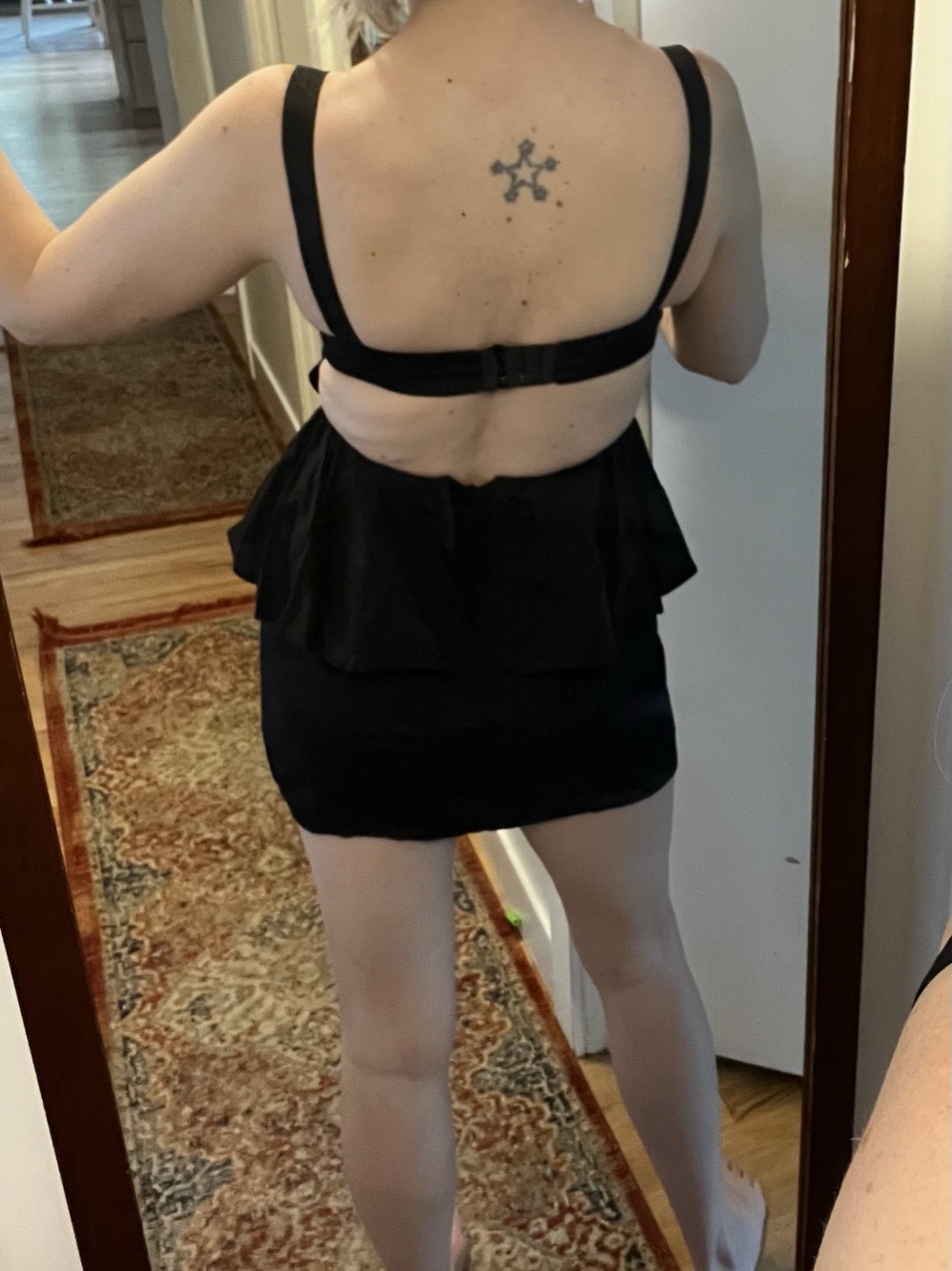 Sexy Black Peplum Mini Dress Size Small Medium, Keepsake, Like New - Picture 5 of 11